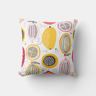 Exotic Fruits Hand-Drawn: Vintage Summer Throw Pillow