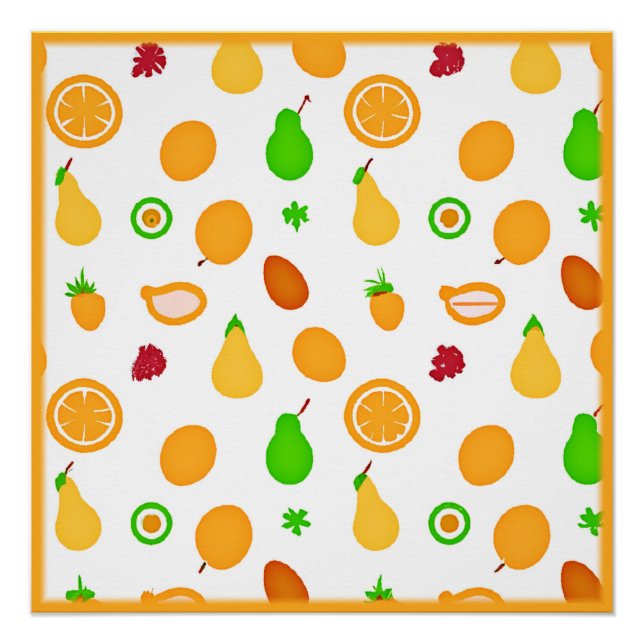 Exotic Fruits Pattern Design Poster (Front)