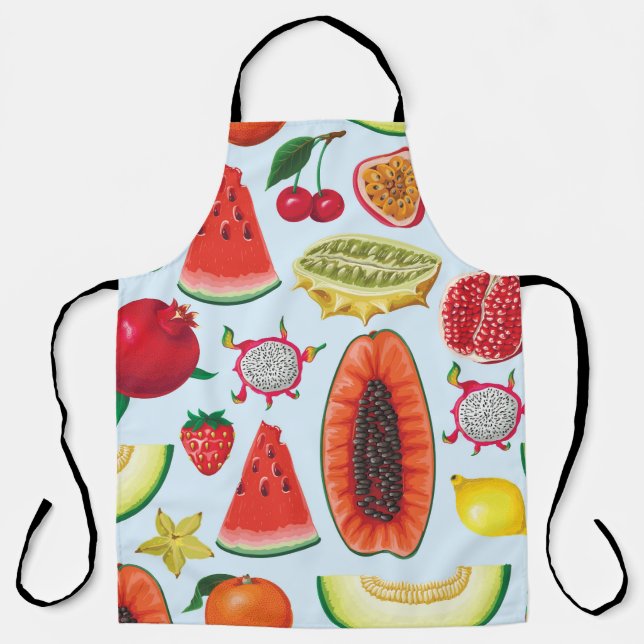 Exotic Fruits: Trendy Print Seamless. Apron (Front)