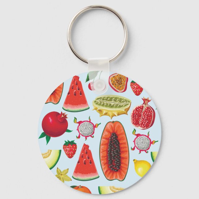 Exotic Fruits: Trendy Print Seamless. Keychain (Front)