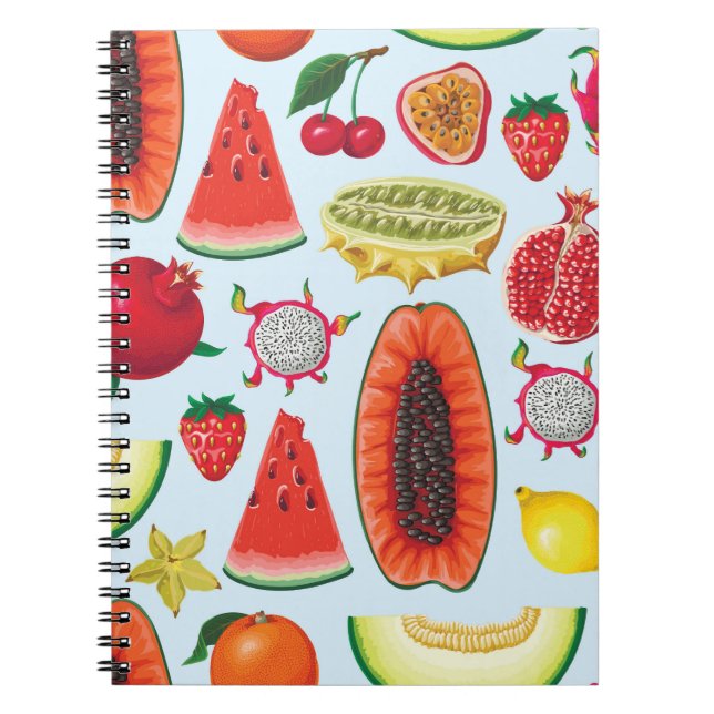 Exotic Fruits: Trendy Print Seamless. Notebook (Front)