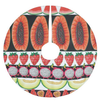Exotic Fruits Trendy Seamless Pattern Brushed Polyester Tree Skirt