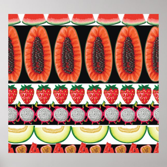Exotic Fruits Trendy Seamless Pattern Poster (Front)