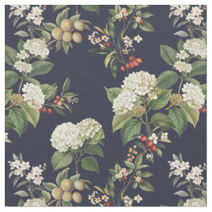Exotic garden Hydrangea navy blooming Fabric