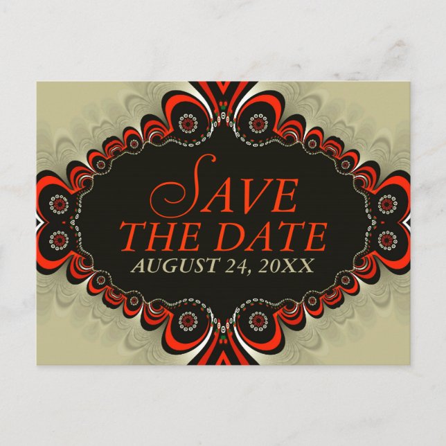 Exotic Genie Designs Save the Date Postcard (Front)
