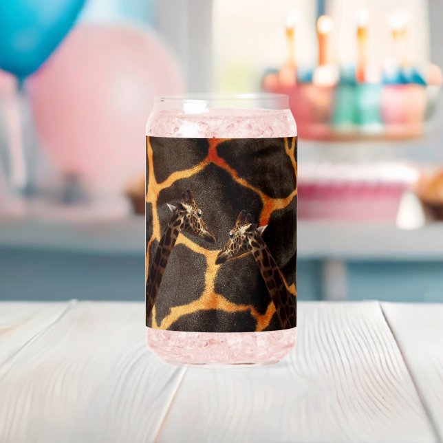 "Exotic Giraffes: On a Giraffe Patterned Canvas" Can Glass (Insitu (Baby Shower))