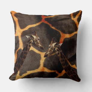 "Exotic Giraffes: On a Giraffe Patterned Canvas" Throw Pillow