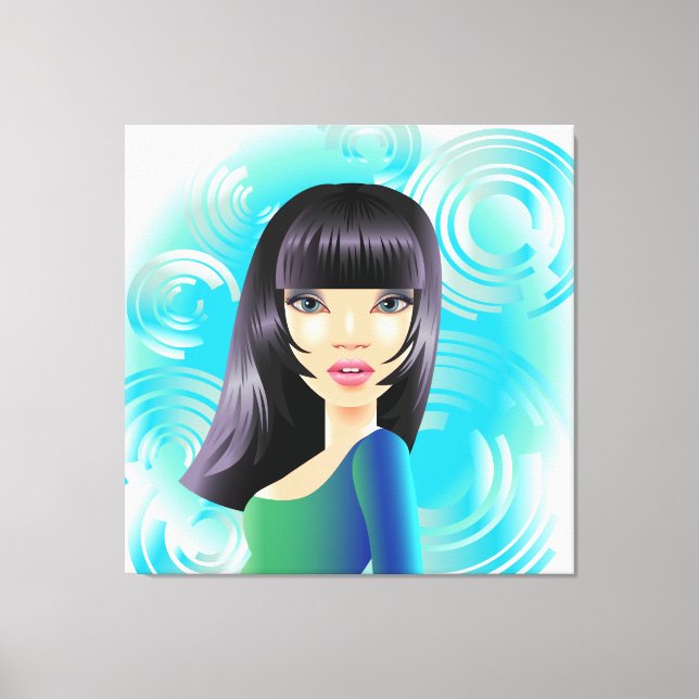 Exotic Girl in Blue  Wrapped Canvas (Front)