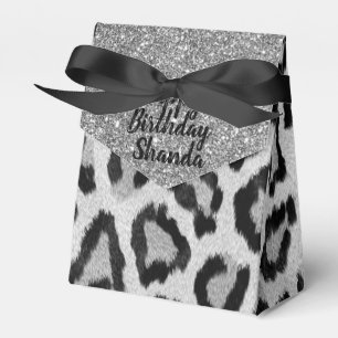 Exotic Glam Silver Leopard Birthday Pesonalized Favor Box