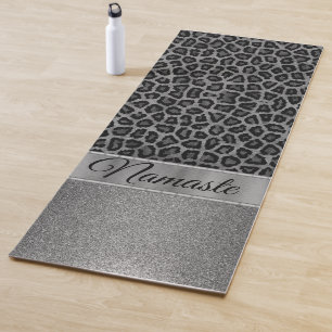 Exotic Glittery Black and Grey Yoga Mat