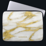 Exotic Gold and White Marble Abstract Pattern Laptop Sleeve<br><div class="desc">An upscale look for your laptop or tablet device, this beautiful design features an exotic gold and white marble abstract pattern with earth tone shadows and highlights. A subtle monogram has been added near the bottom to personalize the computer sleeve, but allow the unique pattern to take centre stage. Edit...</div>