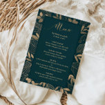 Exotic Gold Foilage Border Wedding menu card<br><div class="desc">Designed to coordinate with our Gold Foliage on Forest Green Collection,  this customizable matching wedding menu features goregous exotic foliage leaf border on forest green background. For more advanced customisation of this design,  e.g. changing layout,  font or text size please click the "CUSTOMIZE" button above.</div>