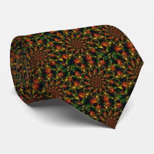 Exotic Green and Yellow Fractal Art Tie