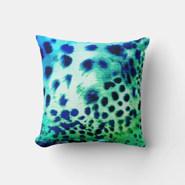 Exotic Green Leopard Print Throw Pillow (Front)