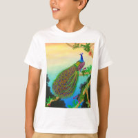 Exotic Green Peacock Kids T-Shirt