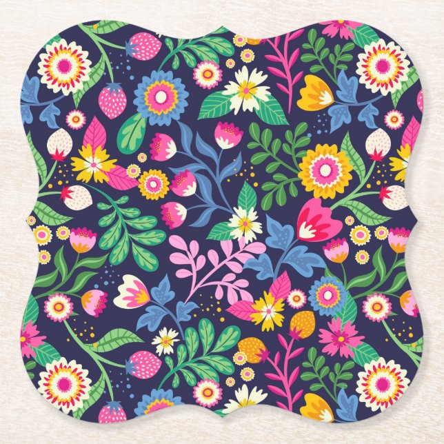 Exotic Hand Painted Floral Pattern-48330 Paper Coaster (Front)