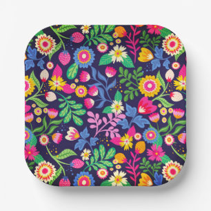 Exotic Hand Painted Floral Pattern-48330 Paper Plate
