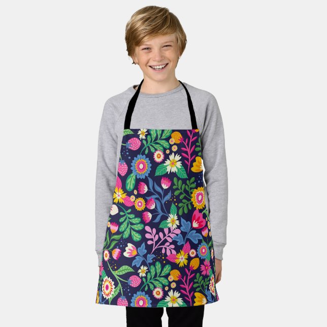 Exotic Hand Painted Floral Pattern Apron (Worn)