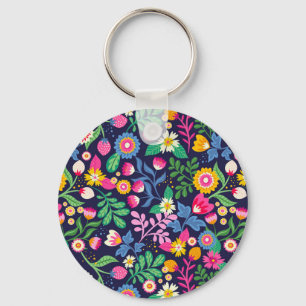 Exotic Hand Painted Floral Pattern Keychain