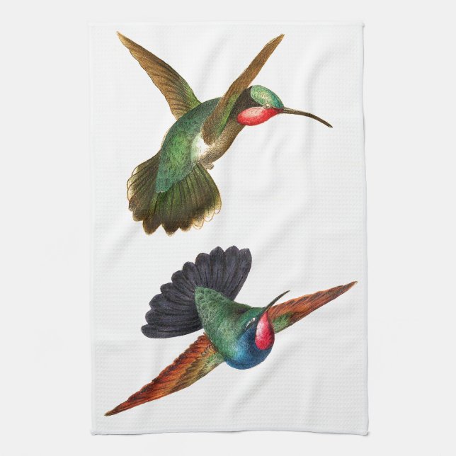 Exotic Hummingbird Bird Wildlife Kitchen Towels (Vertical)