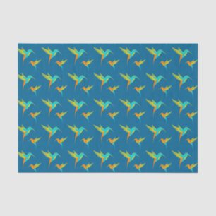 Exotic Hummingbirds Pattern Blue  Tissue Paper