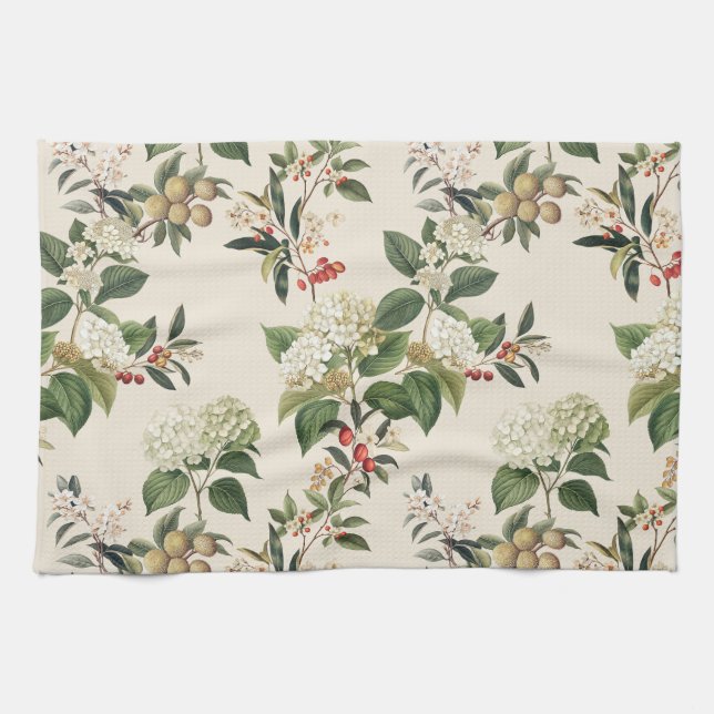 Exotic Hydrangea hortensia light Kitchen Towel (Horizontal)