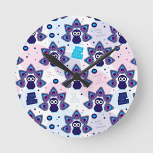 exotic india peacock pattern round clock