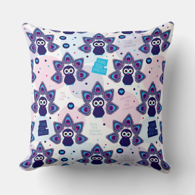 exotic india peacock pattern throw pillow (Front)