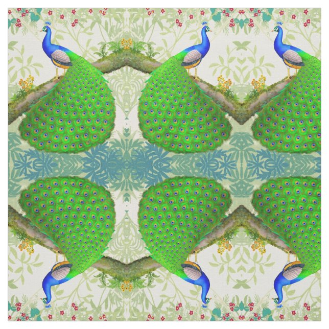Exotic Indian Blue Peacock Fabric (Swatch)