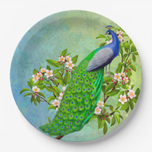 Exotic Indian Blue Peacock Paper Plates