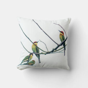 Exotic Indian kerala Bee-Eater Birds on Branch Throw Pillow