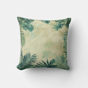 Exotic Island Palm Leaf Pattern Throw Pillow