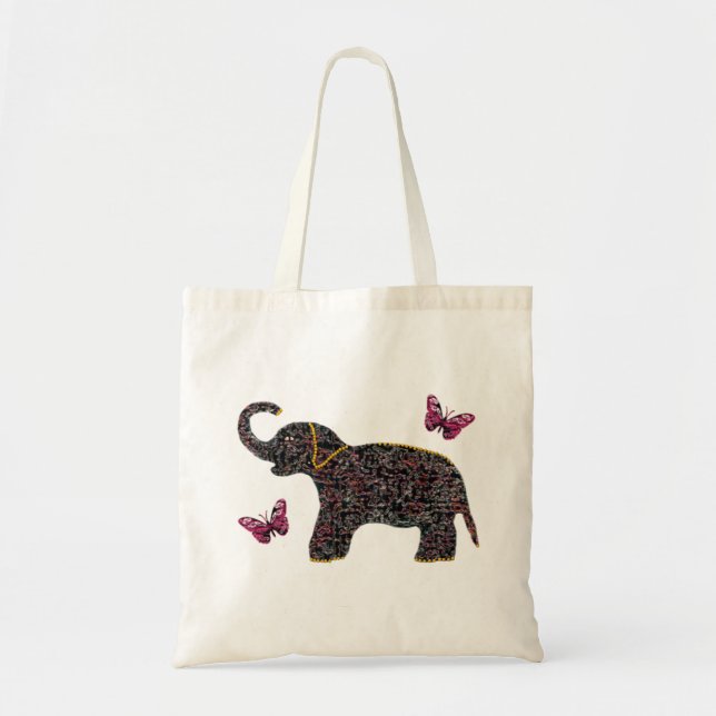 Exotic Jewel Elephant Canvas Bag (Front)