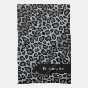 Exotic Jungle Grey Leopard Animal Print Kitchen Towel