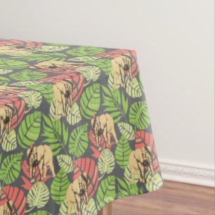 Exotic Jungle Leaves And Elephants 2 Tablecloth