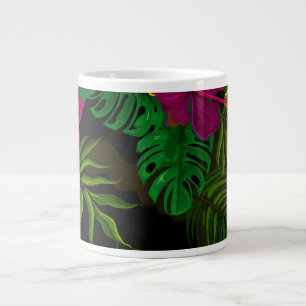 Exotic jungle night orchids pattern large coffee mug