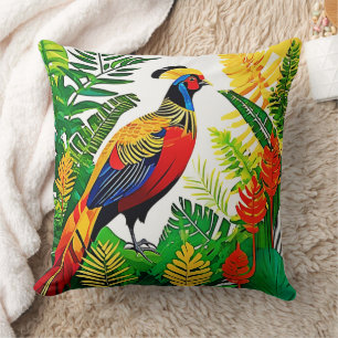 Exotic Jungle Pheasant Throw Pillow