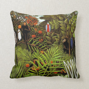 Exotic Landscape, painting by Henri Rousseau Throw Pillow