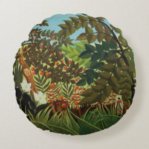Exotic landscape round pillow