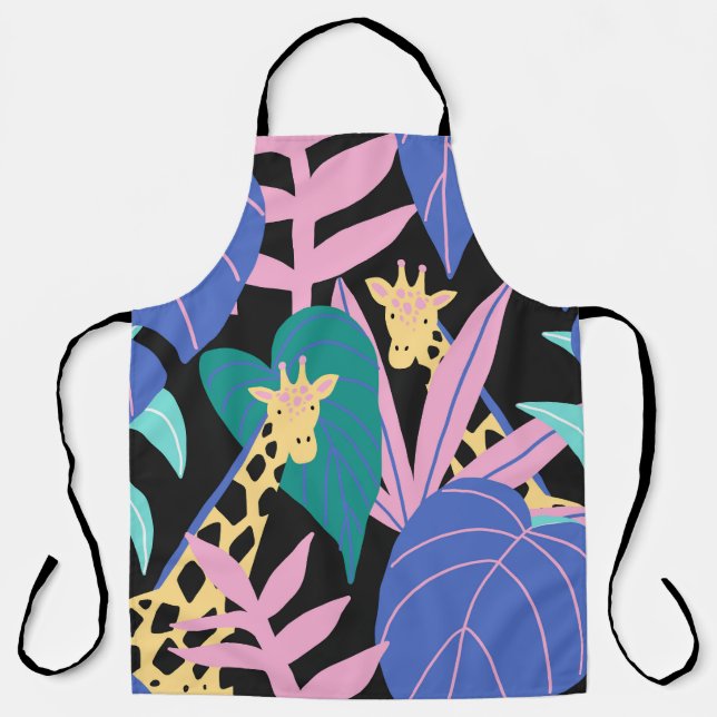 Exotic Leaves: Seamless Giraffe Pattern Apron (Front)