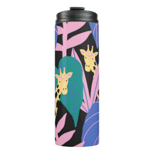 Exotic Leaves: Seamless Giraffe Pattern Thermal Tumbler