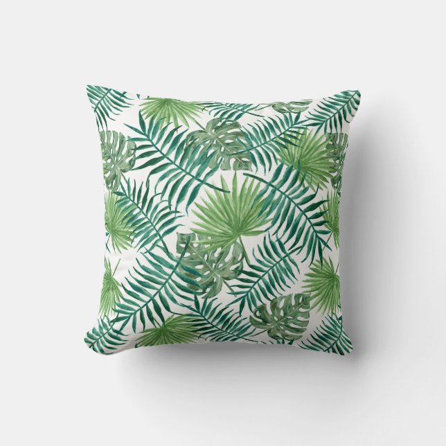 Exotic Leaves Throw Pillow (Front)