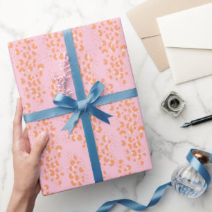 Exotic Leopard Print in pastel Pink and Orange Wrapping Paper
