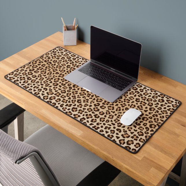 Exotic Leopard print pattern design Desk Mat (Office 2)