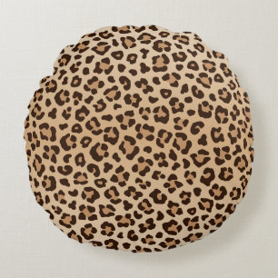 Exotic Leopard print pattern design Round Pillow