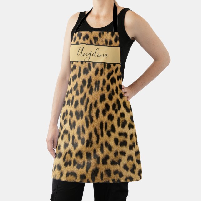 Exotic Leopard Print Pattern Personalized Apron (Insitu)