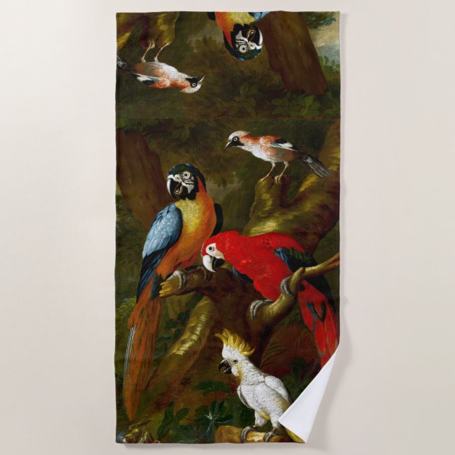 Exotic Macaw Parrots Cockatoos Birds Beach Towel (Front)