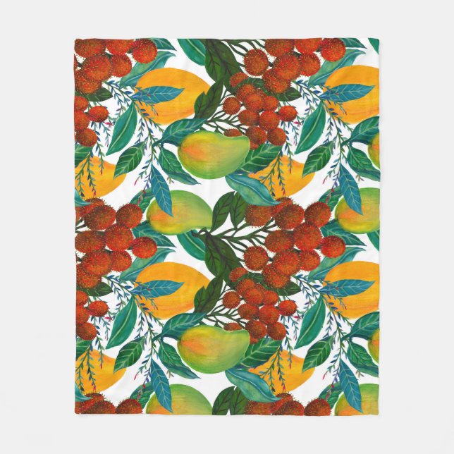 Exotic Mango: Summer Seamless Fleece Blanket (Front)