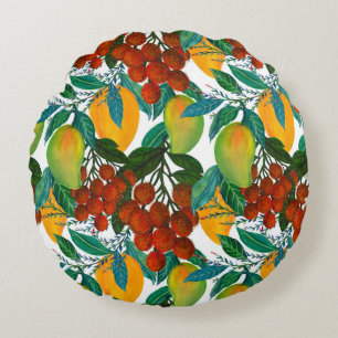 Exotic Mango: Summer Seamless Round Pillow
