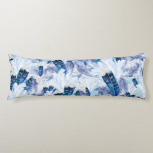 Exotic Mix Blue Bird feather Print Body Pillow